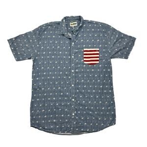 TIPSY ELVES American Pride Stars & Stripes Button Up Shirt Sz XXL Mens Blue Red